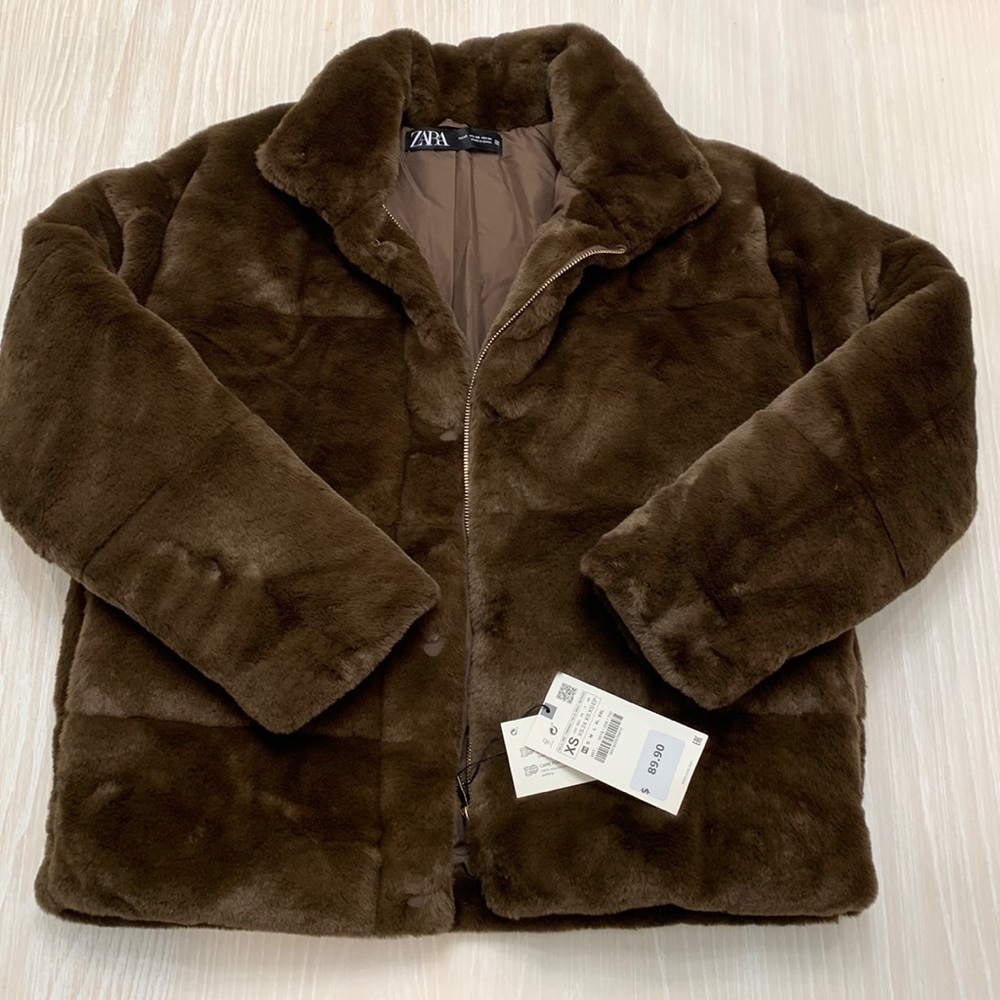 Zara faux fur jacket - new with tags - XS